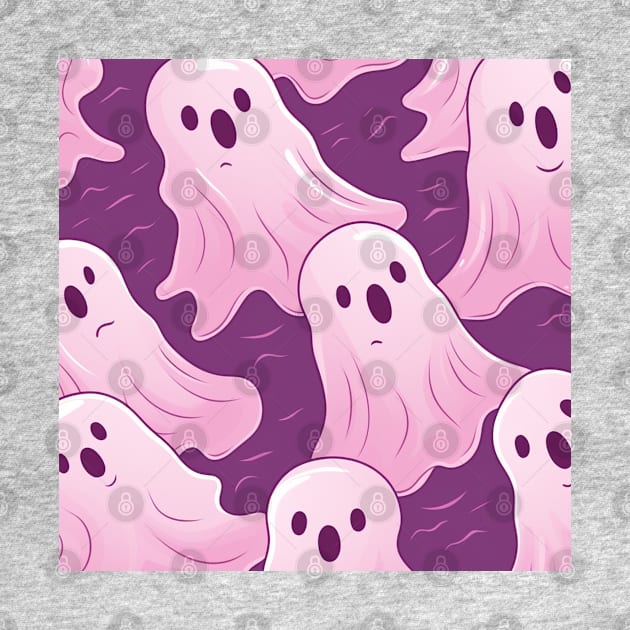 Cute pink ghosts pattern halloween by Andrew World